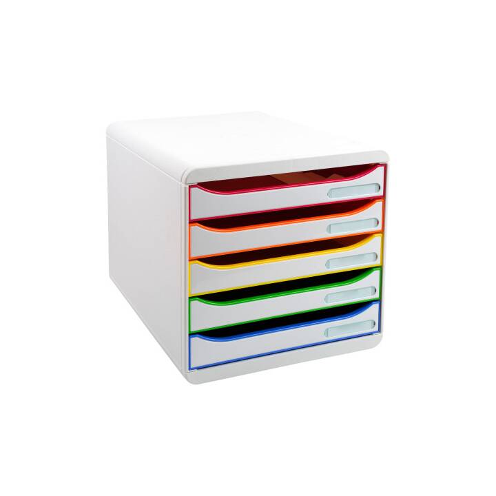 BIELLA Büroschubladenbox (A4, 27.1 cm  x 34.7 cm  x 55 cm, Mehrfarbig, Weiss)