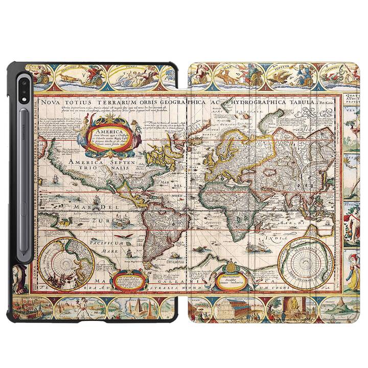 EG cover per Samsung Galaxy Tab S8+ 12.4" (2022) - marrone - mappa