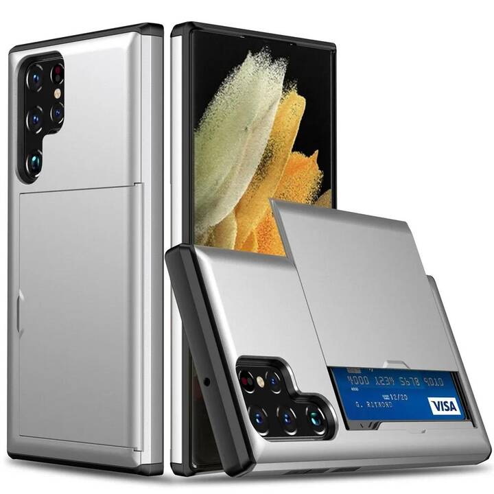EG Couverture arrière avec porte-carte (Galaxy S24 Ultra, Argent)
