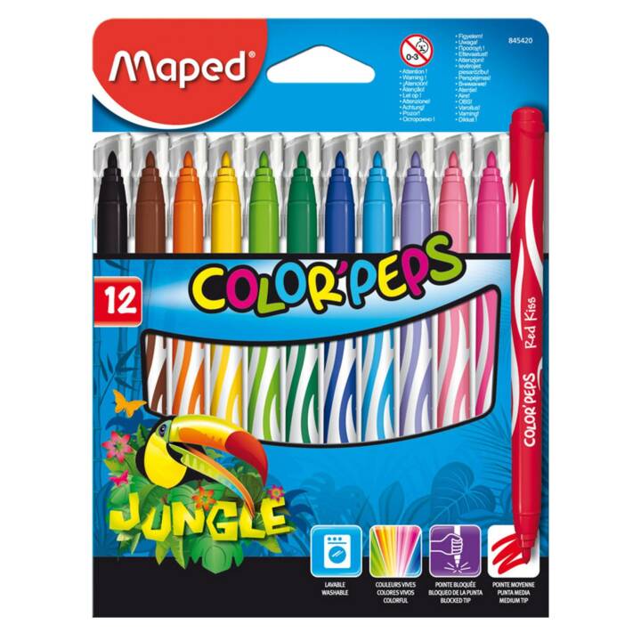 MAPED Jungle Crayon feutre (Multicolore, 12 pièce)