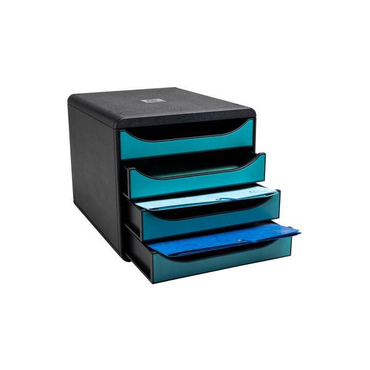 EXACOMPTA Büroschubladenbox Skandi (A4, 34.7 cm  x 27.8 cm  x 26.7 cm, Schwarz, Blau)