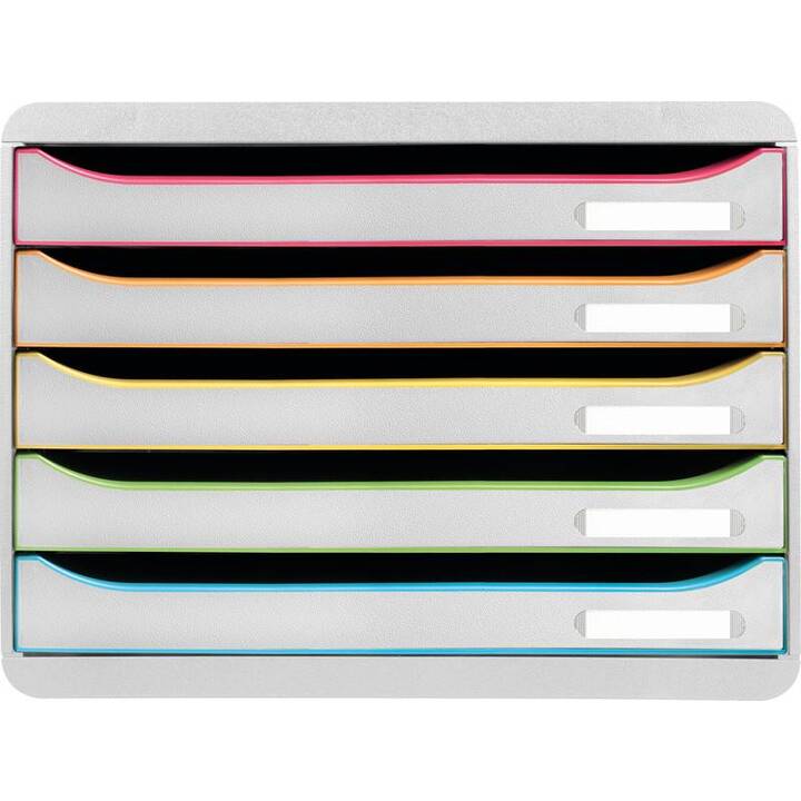 EXACOMPTA Boite à tiroirs de bureau (A4+, 35.5 cm  x 27.1 cm  x 27.1 cm, Blanc, Multicolore)