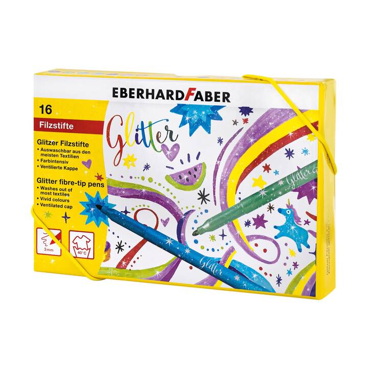EBERHARDFABER Glitter Crayon feutre (Multicolore, 16 pièce)