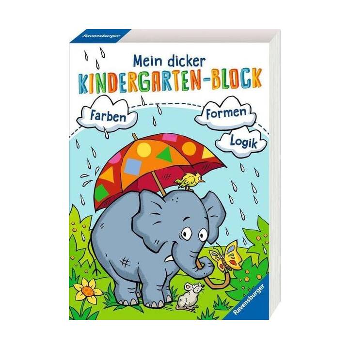 Ravensburger Mein Kindergarten-Block - Farben, Formen, Logik- Rätselspass für Kindergartenkinder ab 5 Jahren - Förderung von Logik, Aufmerksamkeit und Ausdauer