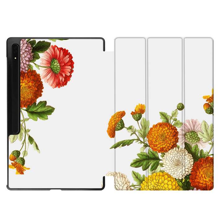 EG Schutzhülle (11", Galaxy Tab S9, Blumen, Orange)