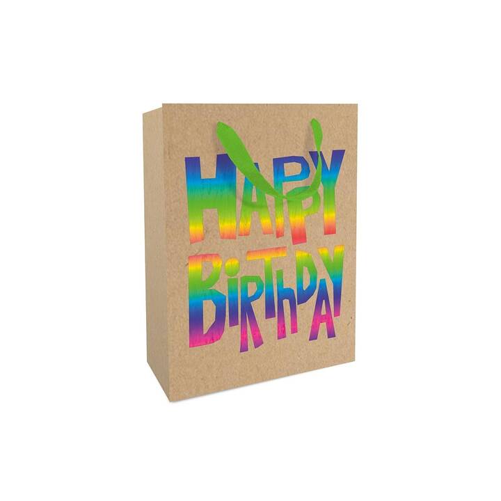 BRAUN + COMPANY Geschenktüte  Rainbow Birthday  (Braun, Orange, Text & Buchstaben)