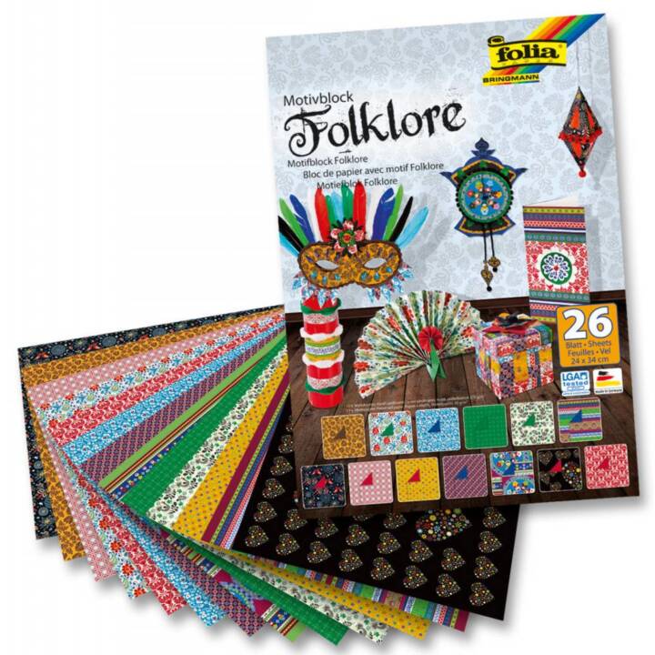 FOLIA Papier spécial Folklore (Multicolore, A4, 26 pièce)