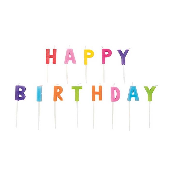 RICO DESIGN Candela per torta Happy Birthday (13 pezzo, Compleanno, Multicolore)