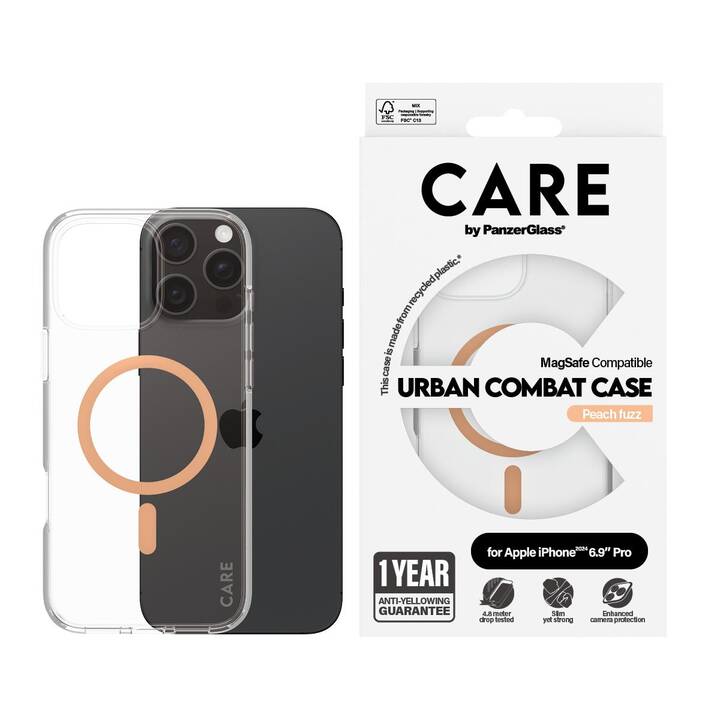 CARE Backcover MagSafe Flagship (iPhone 16 Pro Max, Transparent, Orange)