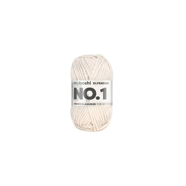 MYBOSHI Wolle No.1 (50 g, Elfenbein, Weiss)