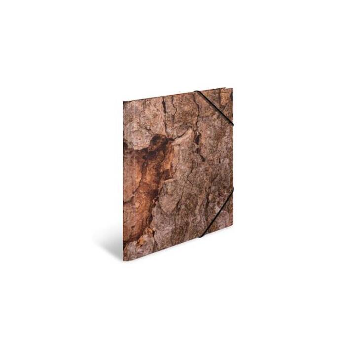 HERMA Cartellina con elastico Wood (Marrone, Marrone scuro, A3, 1 pezzo)