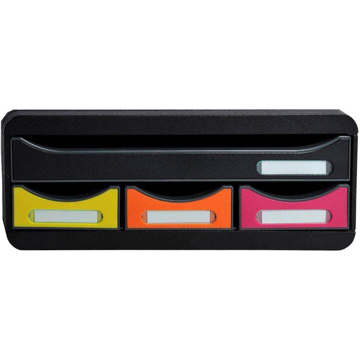 BIELLA Cassettiera da scrivania Mini (A4+, 29 cm  x 13.5 cm  x 13.5 cm, Nero, Multicolore)
