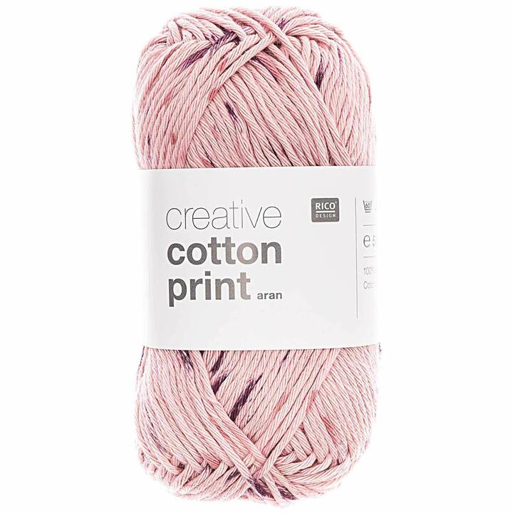 RICO DESIGN Wolle Creative Cotton Print Aran (50 g, Violett, Lila, Rosa)