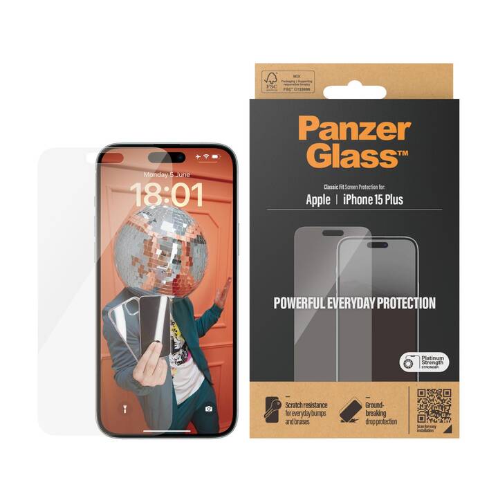 PANZERGLASS Vetro protettivo da schermo (iPhone 15 Plus, 1 pezzo)