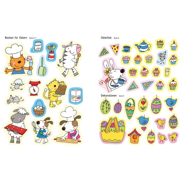 USBORNE PUBLISHING Libro degli adesivi Mein erstes Stickerbuch: Ostern (Uova di Pasqua, Gatto, Pecora, Uccello, Mouse, Cane, 150 pezzo)