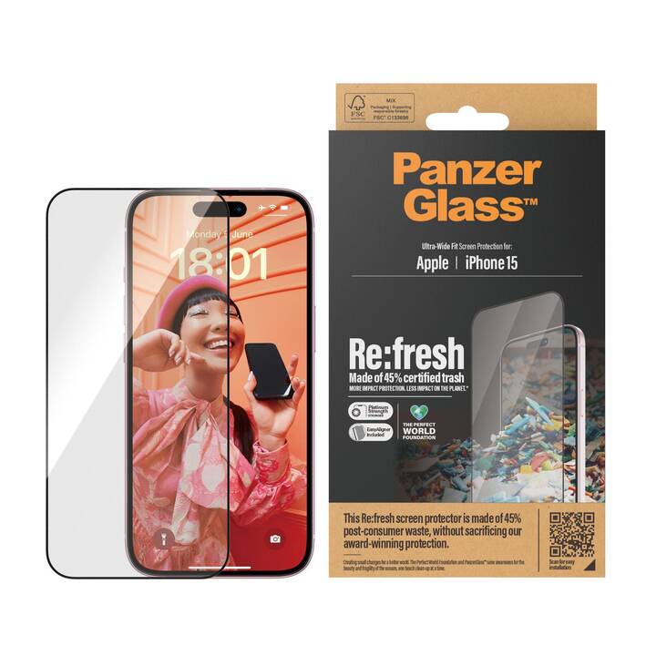 PANZERGLASS Displayschutzfolie Refresh  (iPhone 15, 1 Stück)