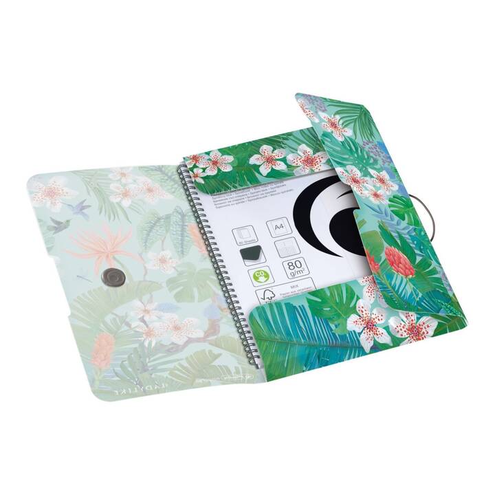 HERLITZ Dossier à élastique Ladylike Jungle (Vert, Bleu, Rouge, Multicolore, A4, 1 pièce)