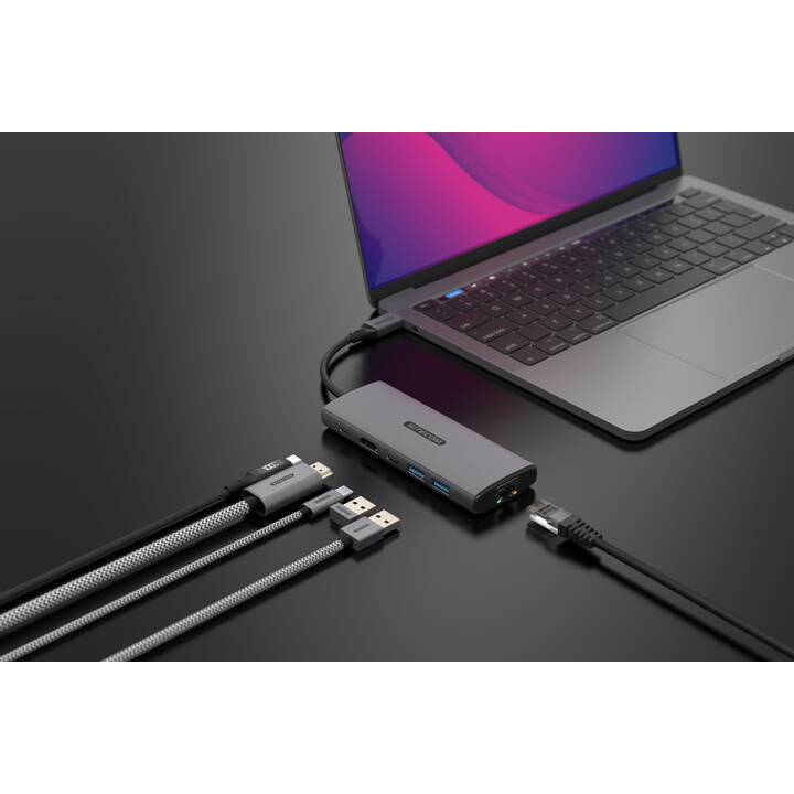 SITECOM USB-Hub (6 Ports, RJ-45, HDMI, USB Typ-C, USB Typ-A)