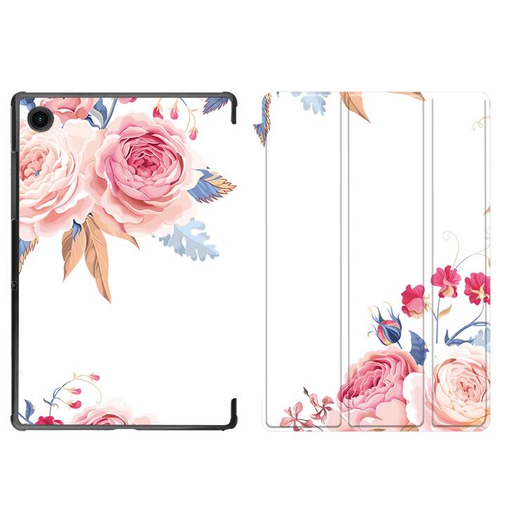 EG coque pour Samsung Galaxy Tab A8 10.5" (2021) - fleurs - rose