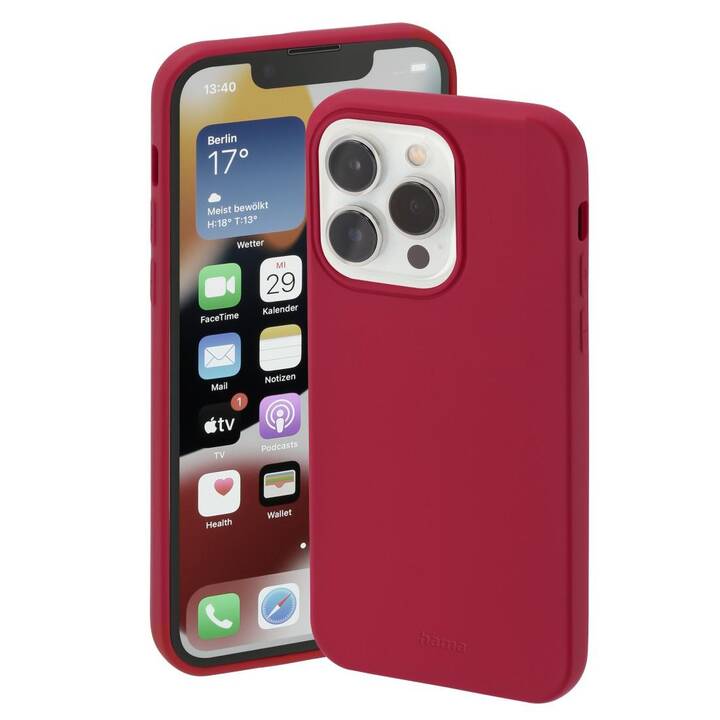 HAMA Backcover Finest Feel (iPhone 14 Pro, Unicolore, Rouge)