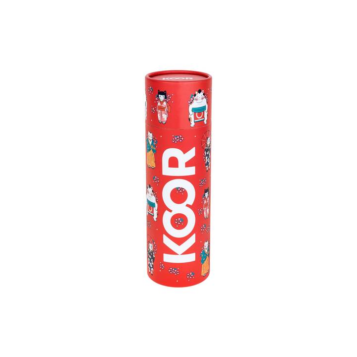 KOOR Gourde isotherme Japanese Cats (0.5 l, Rouge, Blanc)