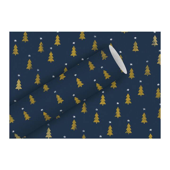 BRAUN + COMPANY Geschenkpapier (Gelb, Gold, Blau, Senfgelb, Weihnachtsbaum)