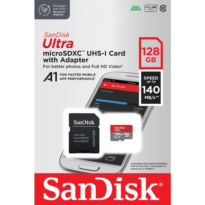 SANDISK MicroSDXC Ultra (Class 10, 64 GB, 140 MB/s)