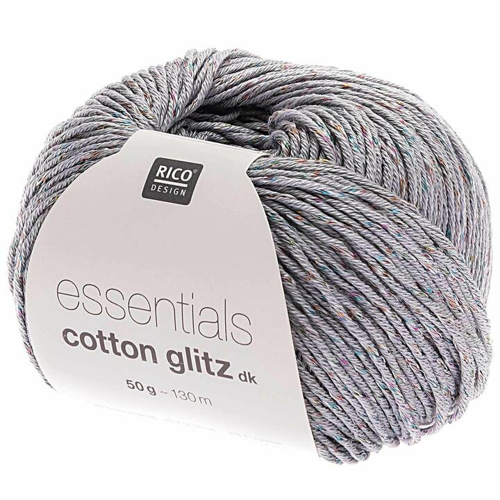 RICO DESIGN Wolle Essentials Cotton Glitz dk (50 g, Silbergrau, Silber, Grau)