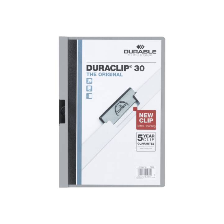 DURABLE Schnellhefter Duraclip  (Transparent, Grau, A4, 1 Stück)