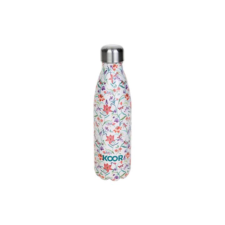KOOR Thermo Trinkflasche Little Flowers Rose (0.5 l, Beige, Rosa, Mehrfarbig)