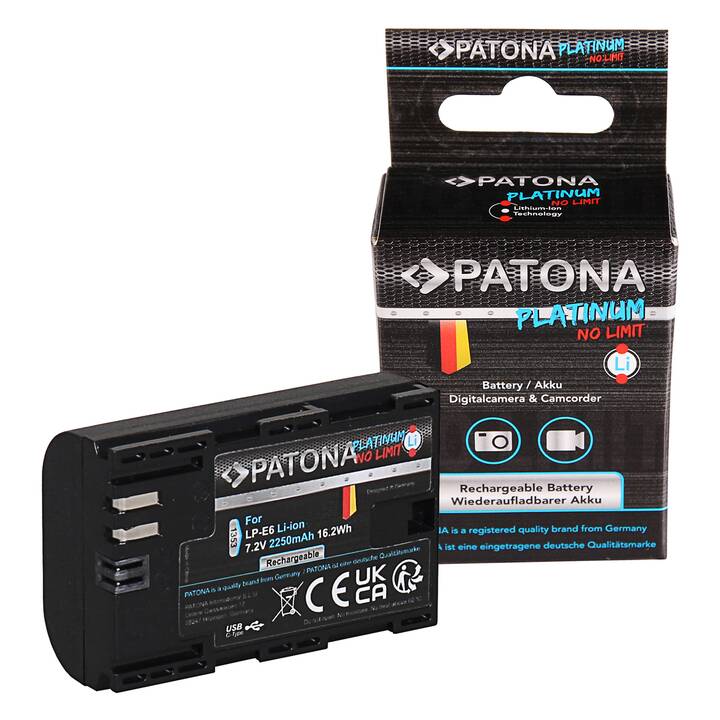 PATONA Canon Blackmagic Platinum Kamera-Akku (Lithium-Ionen, 2250 mAh)