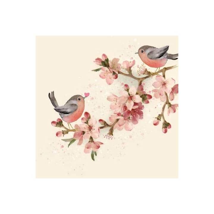 BRAUN + COMPANY Serviette en papier Cherry Blossom Love (33 cm x 33 cm, 20 pièce)