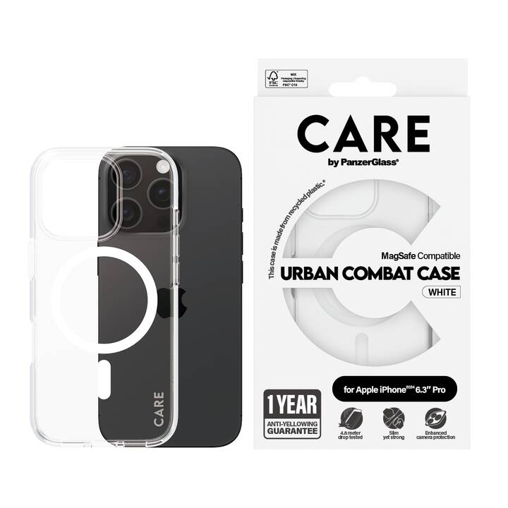 CARE Backcover MagSafe Flagship (iPhone 16 Pro, Transparent, Weiss)