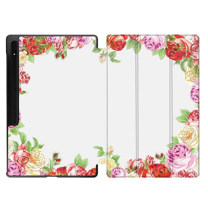 EG Housse (11", Galaxy Tab S9, Fleurs, Rose)