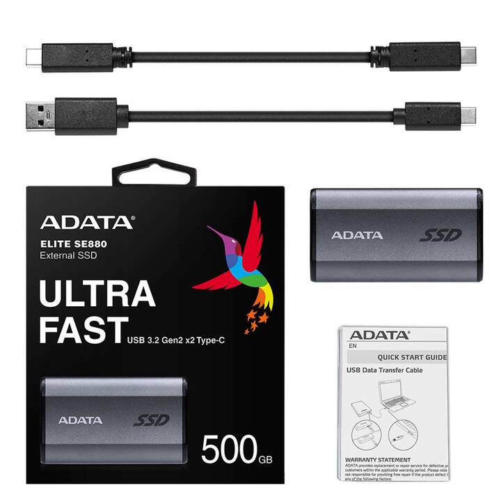 ADATA SE880 (USB de type C, 500 GB, Gris)