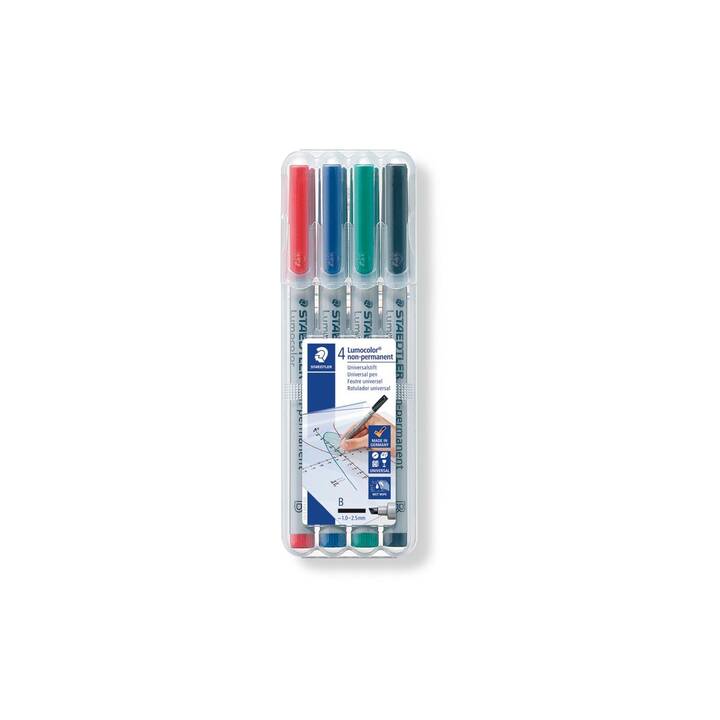 STAEDTLER Pennarello per lucidi Lumocolor 312 WP4 (Nero, Verde, Blu, Rosso, 4 pezzo)