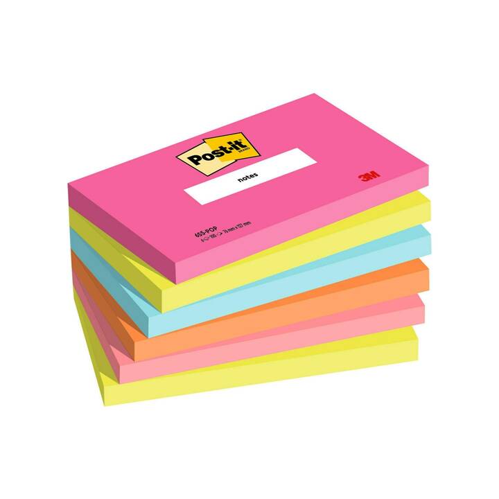 POST-IT Blocchetti memo Poptimistic Collection (6 x 100 foglio, Giallo, Arancione, Verde, Blu, Pink, Coral)