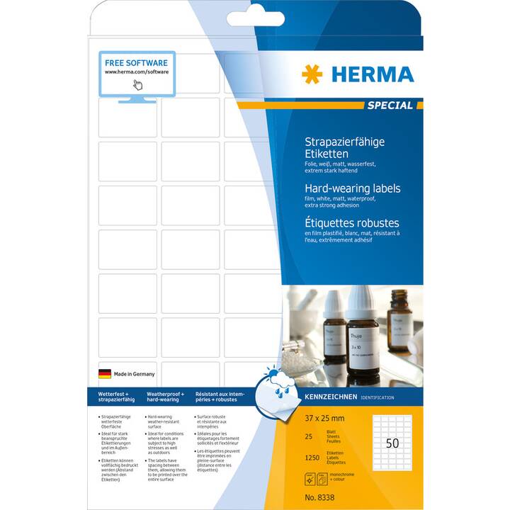 HERMA Foglie etichette per stampante (25 x 37 mm)
