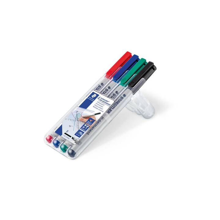 STAEDTLER Feutres pour rétroprojection Lumocolor 312 WP4 (Noir, Vert, Bleu, Rouge, 4 pièce)