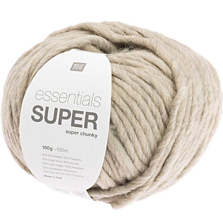 RICO DESIGN Wolle Essentials Super Super Chunky (100 g, Beige, Grau, Natur)
