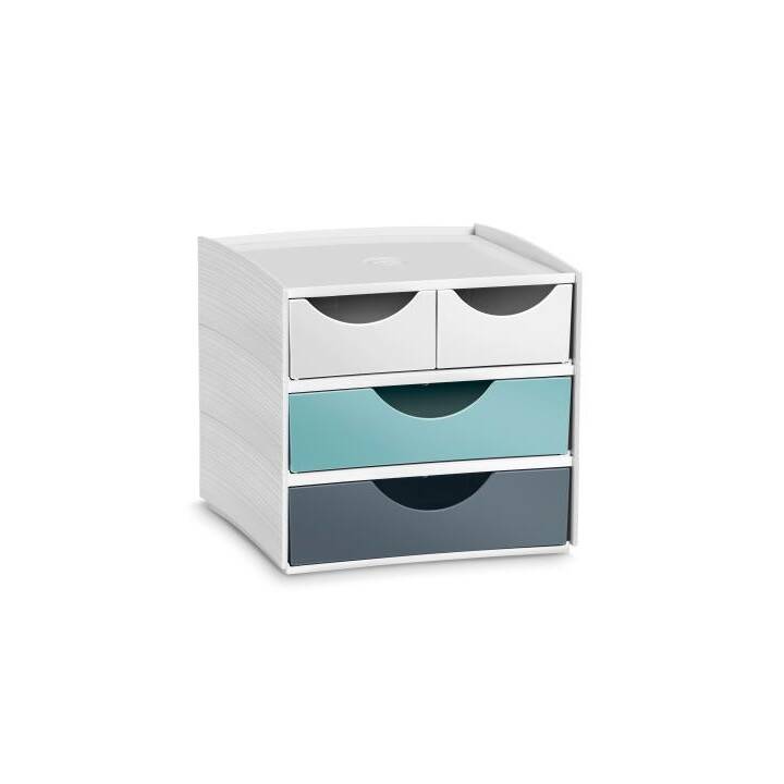 CEP Büroschubladenbox MyCube Riviera (18.5 cm  x 18.6 cm  x 17.5 cm, Grau, Mint, Weiss)