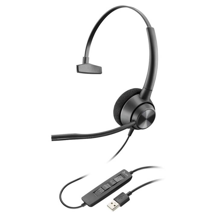 POLY Office Headset EncorePro 310 (On-Ear, Kabel, Schwarz)
