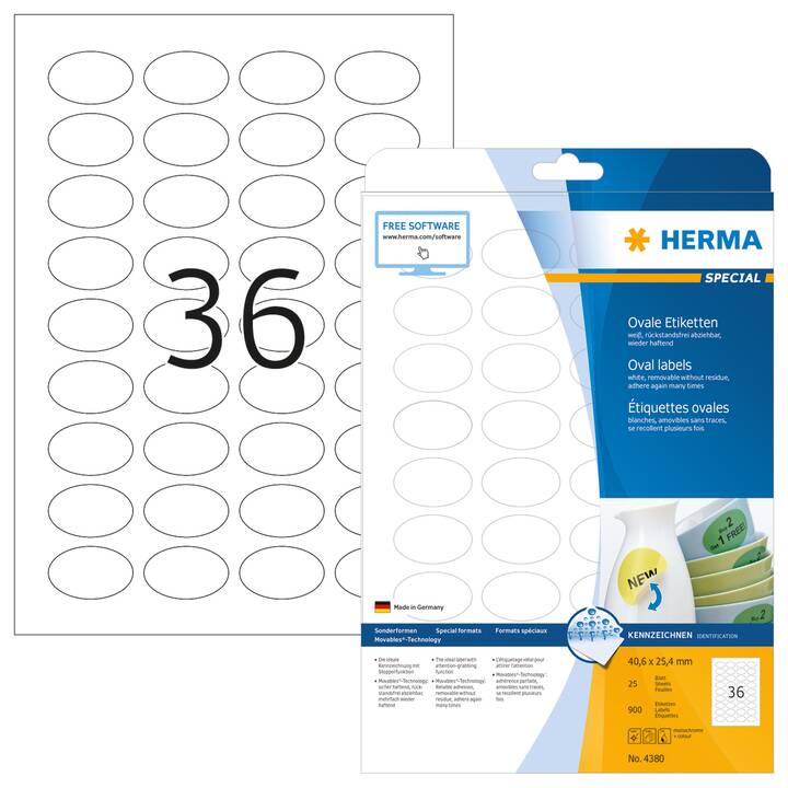 HERMA Feuilles d'étiquettes d'imprimante (25.4 x 40.6 mm)