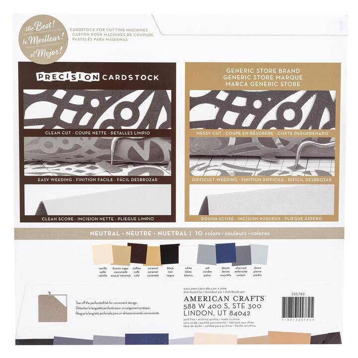 AMERICAN CRAFTS Carton Cardstock Precision (Brun, Blanc, Multicolore, 60 pièce)