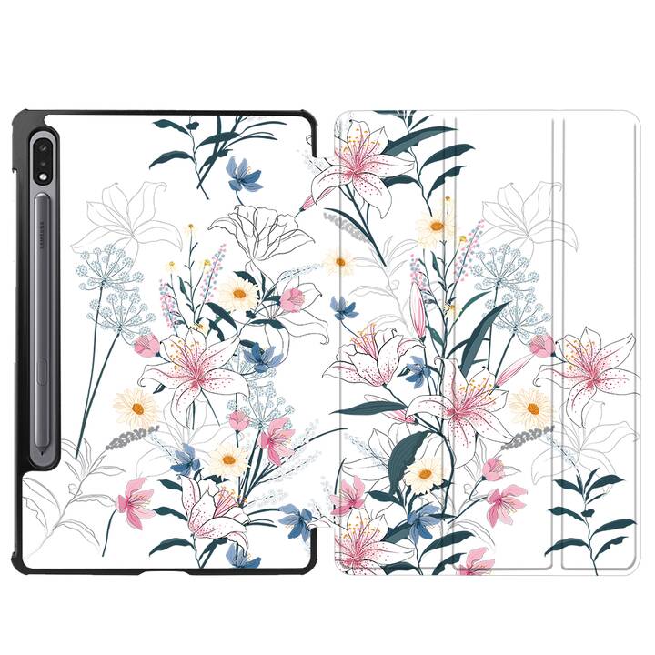 EG Housse (11", Galaxy Tab S8, Fleurs, Blanc)