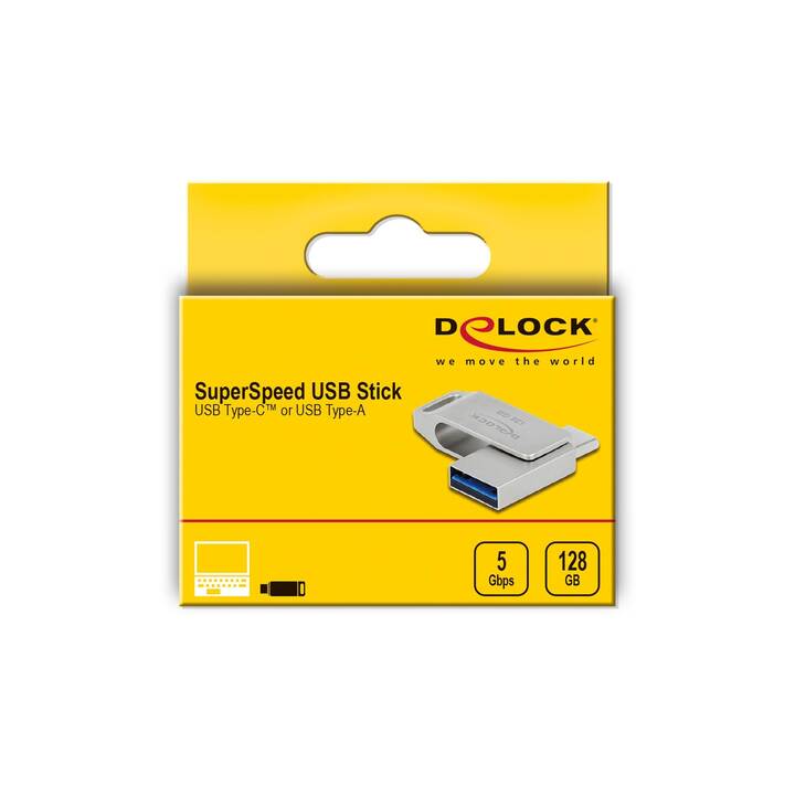 DELOCK Super Speed (128 GB, USB 3.0 di tipo A, USB 3.0 di tipo C)