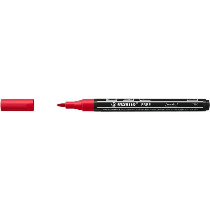 STABILO Pennarello acrilico Free Acrylic T100 (Rosso, 1 pezzo)