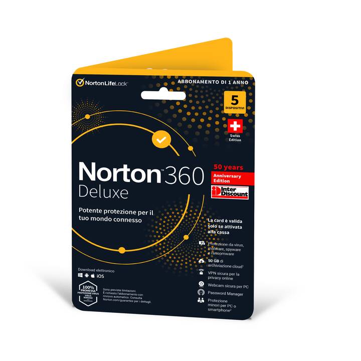 NORTON 360 Deluxe (Licence annuelle, 5x, 1 année, Italien)