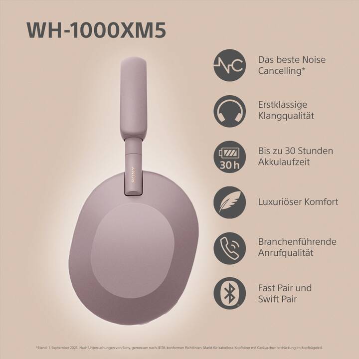 SONY WH-1000XM5 (ANC, Bluetooth 5.2, Smokey Pink)