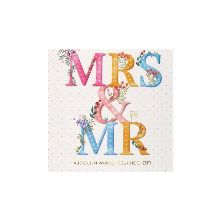 ABC Carte de vœux Mrs&Mr (Mariage, Multicolore)